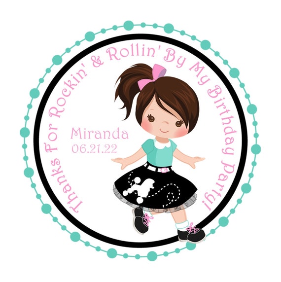1950 S Retro Sock Hop Birthday Favor Sticker 1950 S Etsy