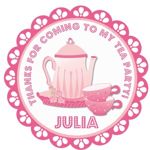 Pink Tea Party Favor Stickers, Tea Party Birthday Party Favor Sticker, Tea Party Decorations For Girls Birthdays