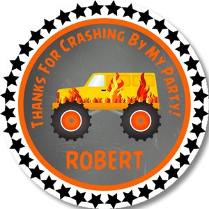 Monster Truck Birthday Party Sticker Labels, Monster Truck Party Stickers, Monster Truck Party Decorations