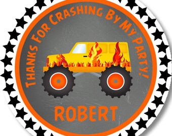 Monster Truck Birthday Party Sticker Labels, Monster Truck Party Stickers, Monster Truck Party Decorations