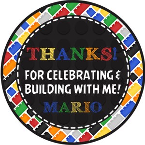 Building Blocks Birthday Party Stickers or Favor Tags, Building Blocks Birthday Decorations, Building Blocks Party Favors