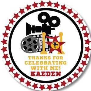 Movie Birthday Favor Tag, Movie Birthday Party Favor Sticker, Movie Birthday Party Decor, Movie Party Supplies