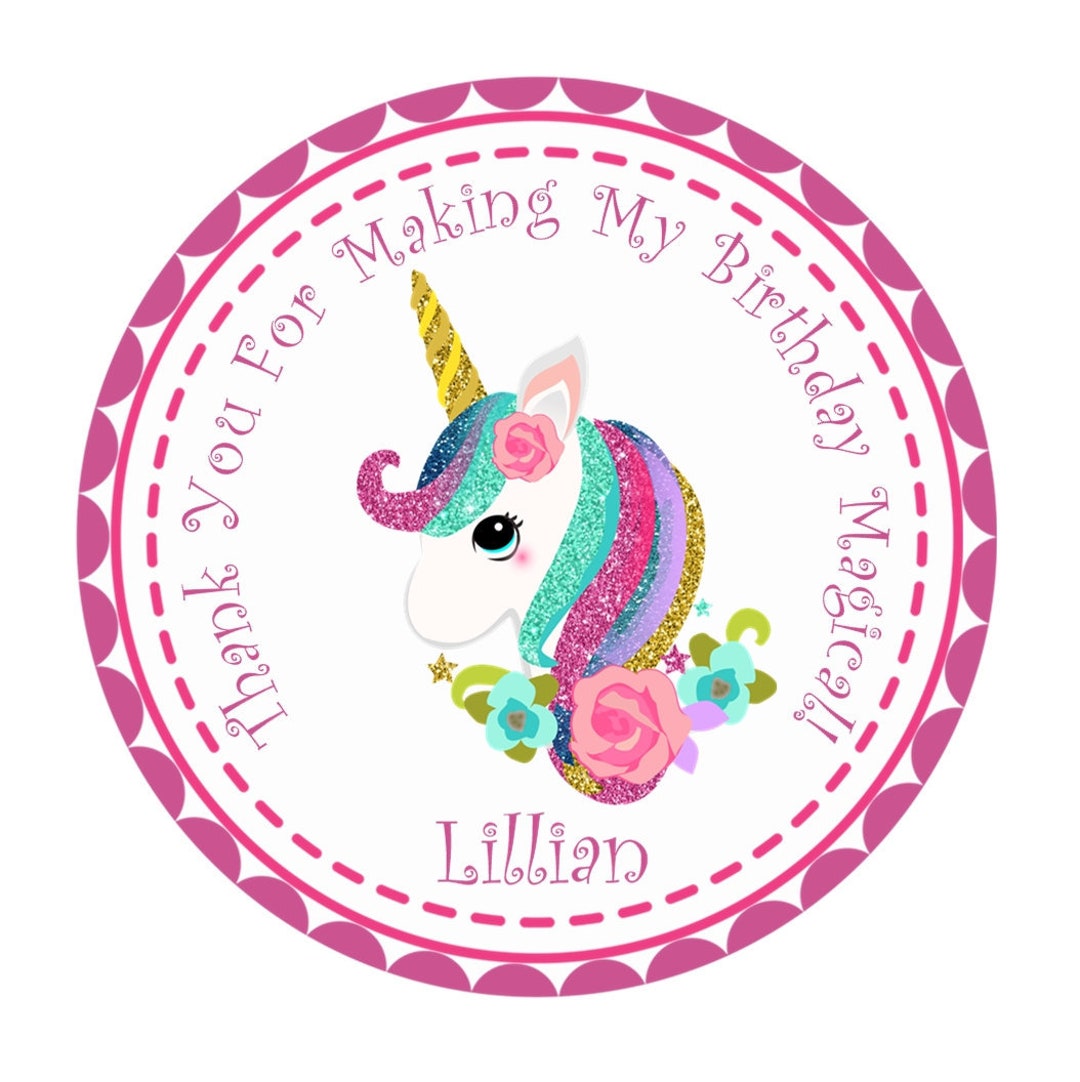 Unicornio cumpleaños favor pegatina, unicornio cumpleaños favor etiqueta,  decoraciones de cumpleaños unicornio -  México