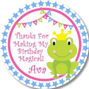 Princess Frog Birthday Party Stickers, Frog Princess Birthday Favor Tags, Princess Birthday Party Favors