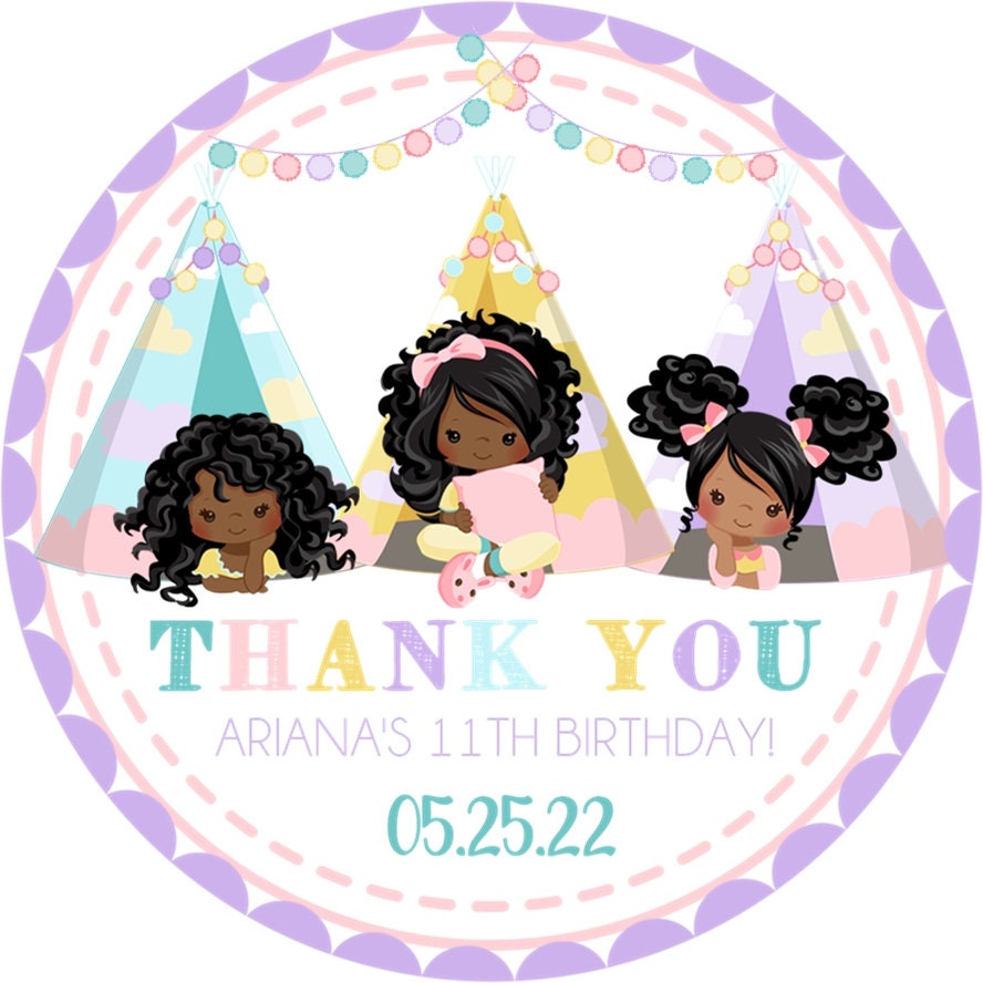 Pajama Party Favor Stickers Birthday Party Stickers Thank you stickers
