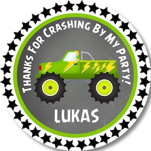 Monster Truck Birthday Party Sticker Labels, Monster Truck Party Stickers, Monster Truck Party Decorations