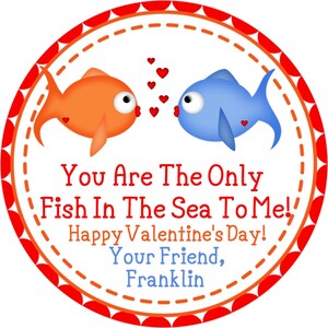 Fish In The Sea Valentine&#39;s Day Stickers Or Favor Tags