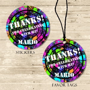 Paintball Birthday Party Stickers or Favor Tags, Paintball Birthday Decor, Paintball Party Favors, Paintball Favor Tags