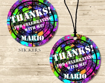 Paintball Birthday Party Stickers or Favor Tags, Paintball Birthday Decor, Paintball Party Favors, Paintball Favor Tags