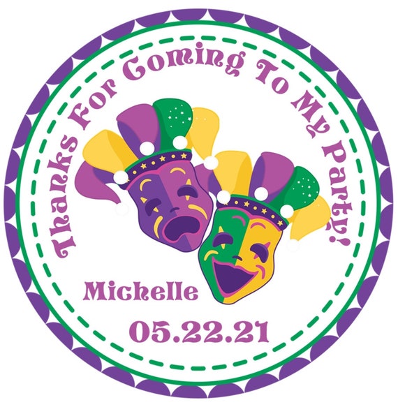 Mardi Gras Birthday Party Sticker Labels, Mardi Gras Party Stickers, Mardi  Gras Party Decorations