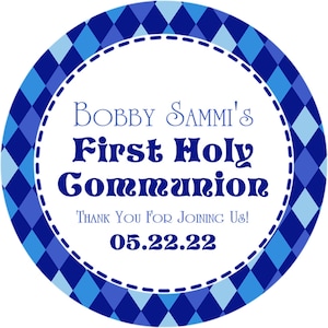 Boys First Holy Communion Favor Tags or Sticker Labels, Boys Communion Stickers, Boys Communion Labels