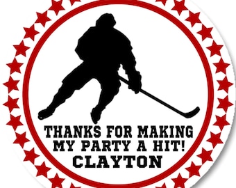 Hockey Birthday Party Favor Sticker, Hockey Birthday Party Decor, Hockey Party Supplies