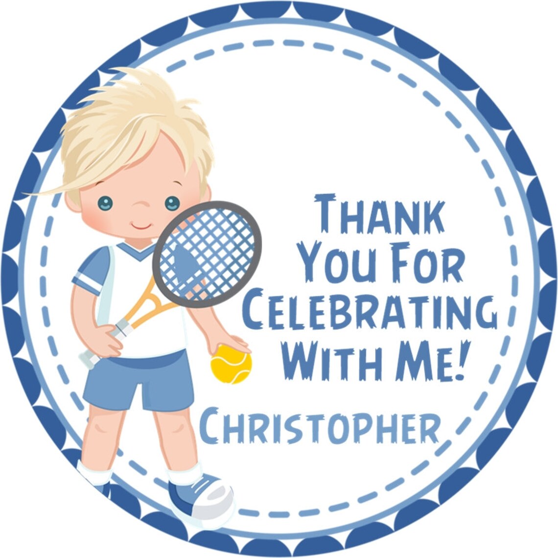 Boys Tennis Birthday Party Stickers, Boys Tennis Birthday Favor Tags ...