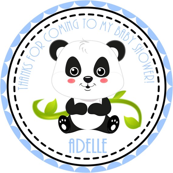 Boys Panda Baby Shower Favor Sticker Blue Panda Baby Shower Etsy