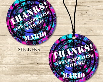 Paintball Birthday Party Stickers or Favor Tags, Paintball Birthday Decor, Paintball Party Favors, Paintball Favor Tags