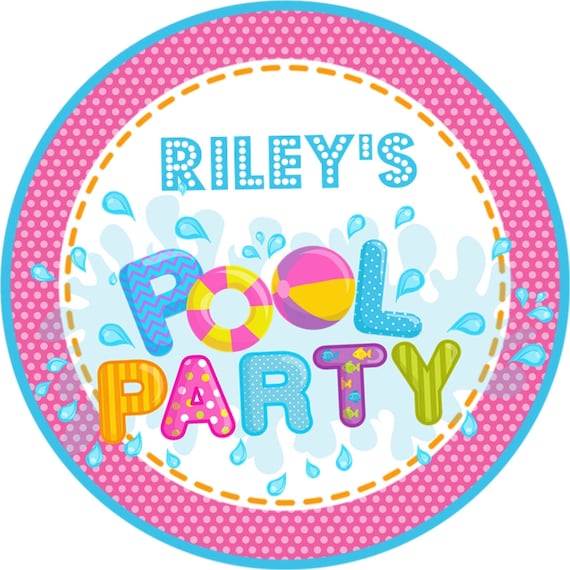 Pool party, Party Sticker Birthday Convite, party, holidays, text, label png
