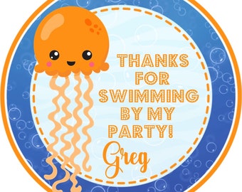 Under The Sea Birthday Party Stickers or Favor Tags, Under The Sea Birthday Decor, Under The Sea Party Favors, Under The Sea Party