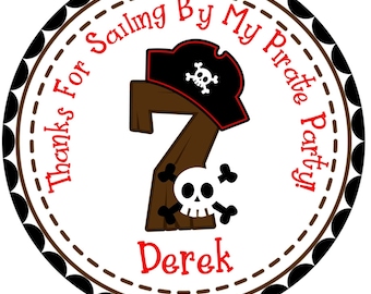 Pirate Birthday Party Sticker Labels, Personalized Stickers For Pirate Parties