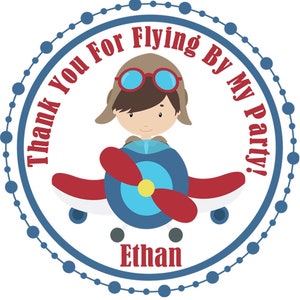 Airplane Birthday Favor Sticker, Airplane Birthday Favor Label, Airplane Birthday Party Decorations
