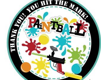 Paintball Birthday Party Labels, Paintball Party Favors, Paintball Party Favor Stickers, Paintball Birthday Labels, Paintball Party Decor