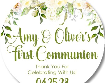 Gender Neutral First Communion Favor Tag, First Holy Communion Sticker Label, First Holy Communion Supplies, Communion Decor