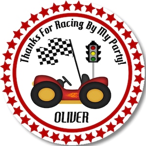 Race Car Birthday Favor Sticker, Race Car Birthday Favor Label, Race Car Party Decorations