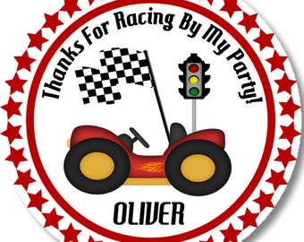 Race Car Birthday Favor Sticker, Race Car Birthday Favor Label, Race Car Party Decorations