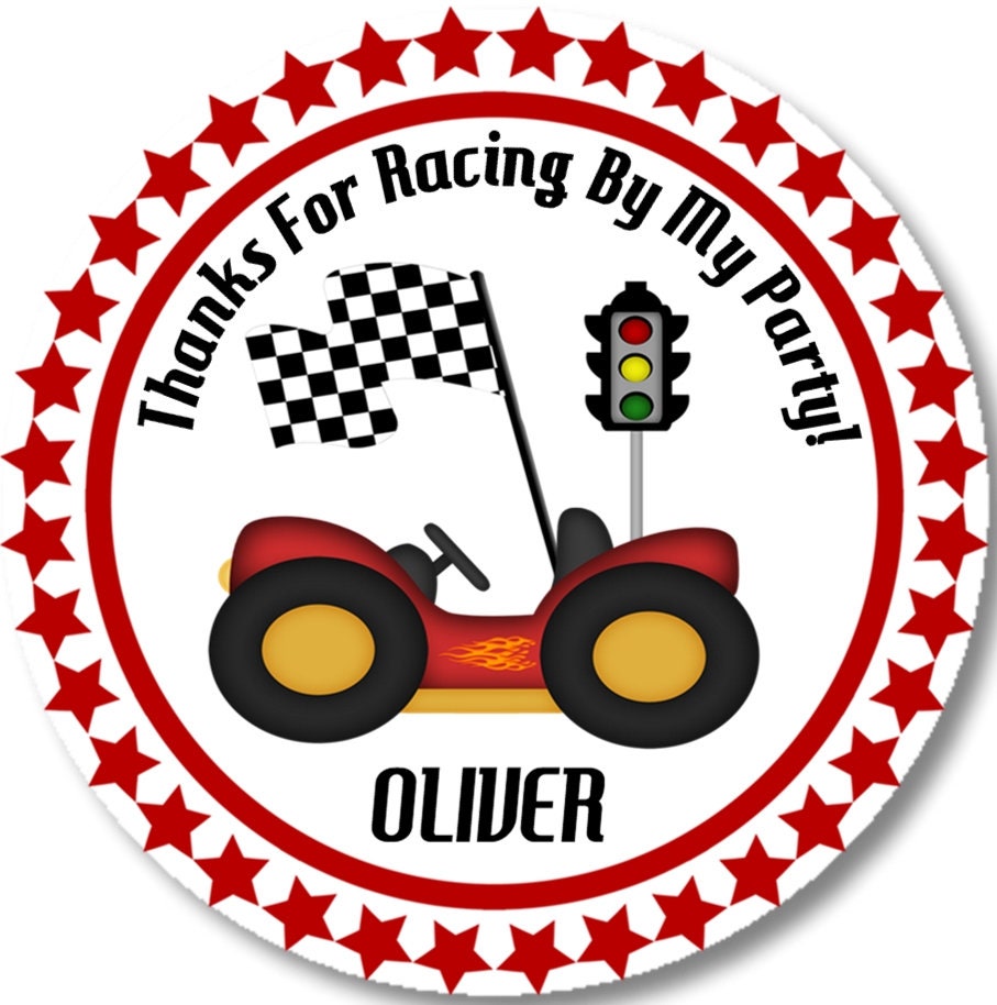 Race Car Birthday Favor Sticker, Race Car Birthday Favor Label, Race ...