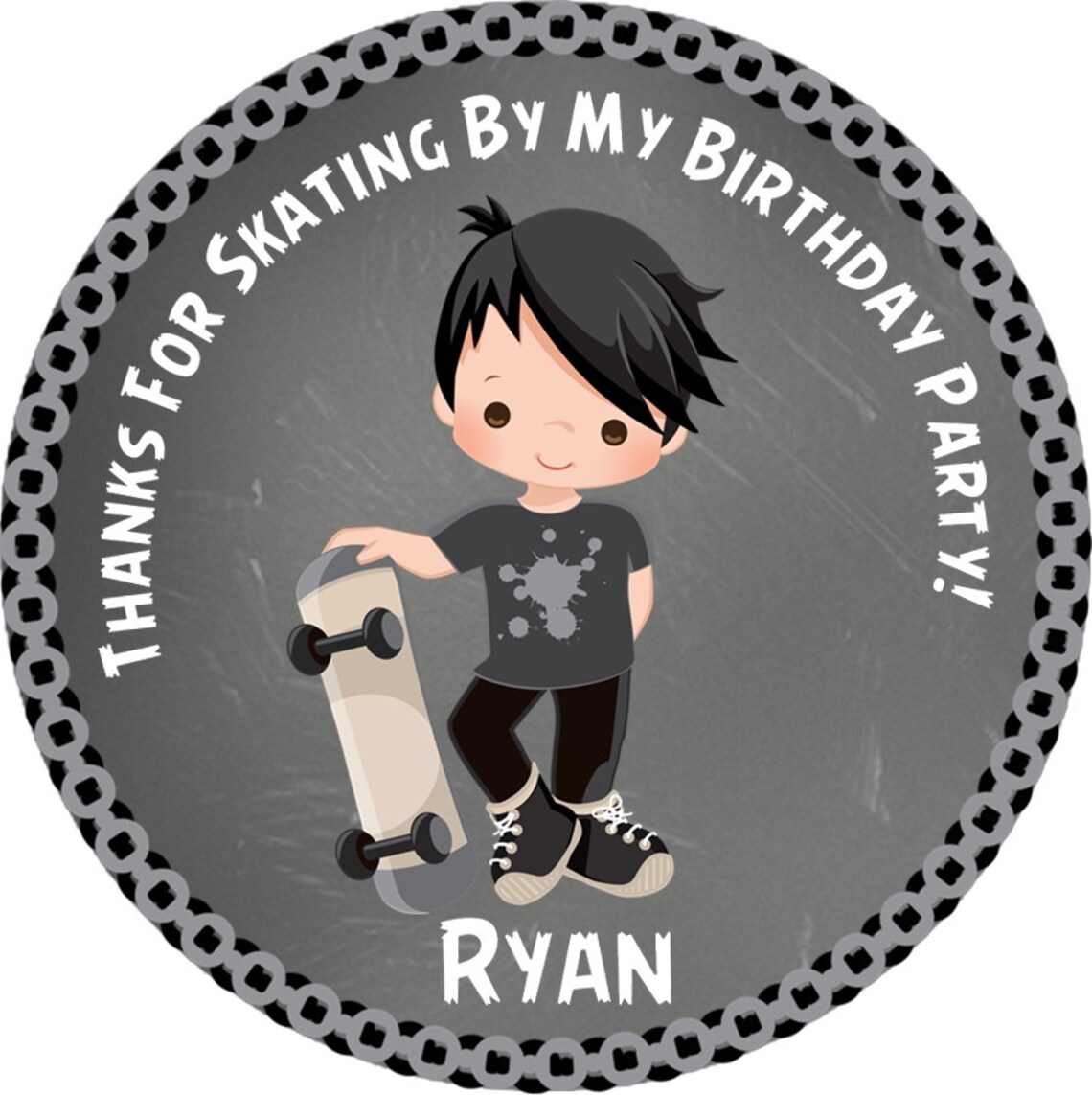 Skateboard Birthday Party Favor Sticker, Skateboard Party Decorations ...