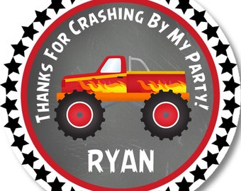 Monster Truck Birthday Party Sticker Labels, Monster Truck Party Stickers, Monster Truck Party Decorations