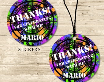 Paintball Birthday Party Stickers or Favor Tags, Paintball Birthday Decor, Paintball Party Favors, Paintball Favor Tags