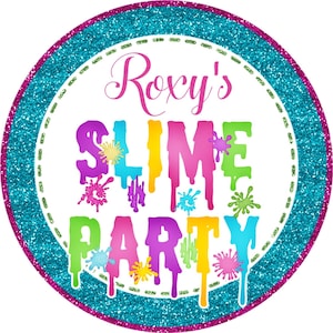 Slime Birthday Party Stickers or Favor Tags, Slime Birthday Decorations, Slime Party Favors, Slime Party Favor Tags, Slime Party Stickers