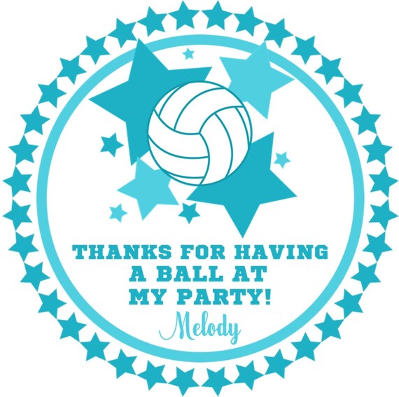 Volleyball Birthday Party Favor Sticker Volleyball Birthday Party Favor Label Volleyball Party Favor Volleyball Party Decorations