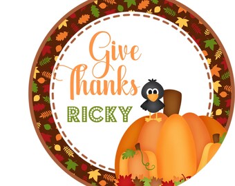 Thanksgiving Sticker, Thanksgiving Favor Tags, Happy Thanksgiving Sticker Label, Give Thanks Sticker, Give Thanks Thanksgiving Favor Tag