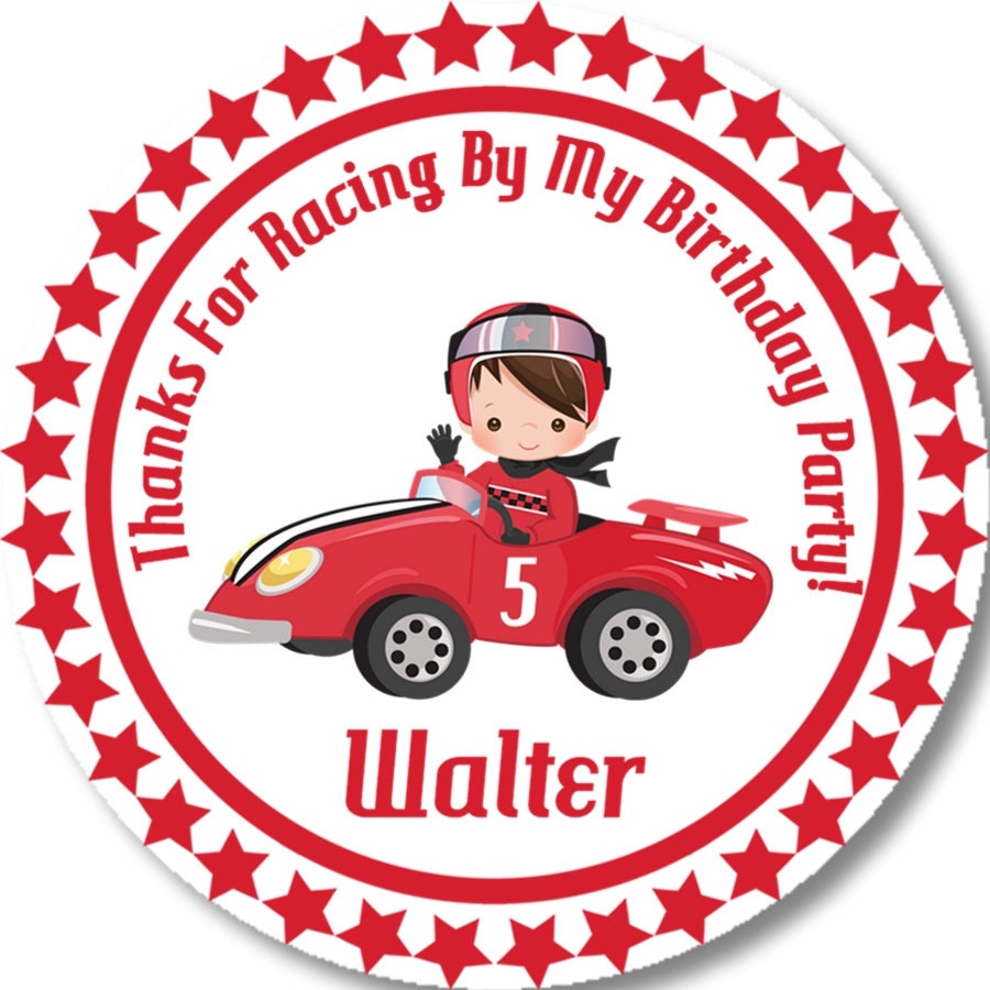 Boys Race Car Birthday Party Stickers - Etsy