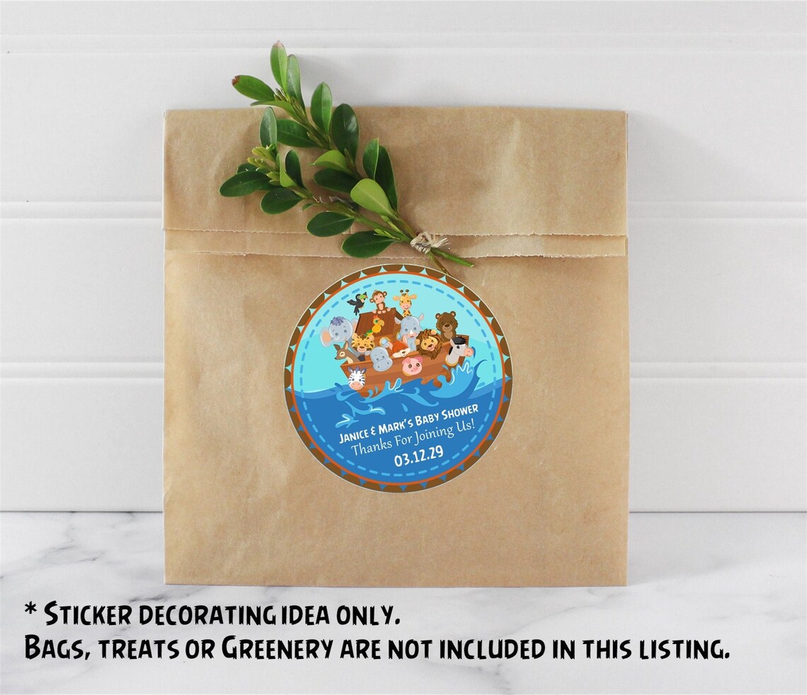 Noah's Ark Baby Shower Favor Stickers or Favor Tags - Etsy