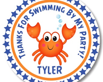 Lobster Under The Sea Birthday Party Sticker Labels, Sea Creatures Birthday Party Stickers, Under The Sea Party Decorations