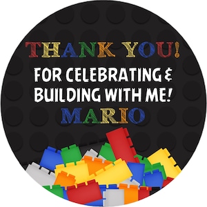 Building Blocks Birthday Party Stickers or Favor Tags, Building Blocks Birthday Decorations, Building Blocks Party Favors