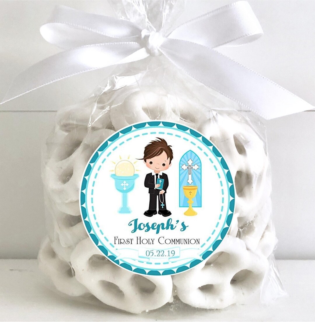 Boys First Holy Communion Favor Tags or Sticker Labels, Boys Communion ...