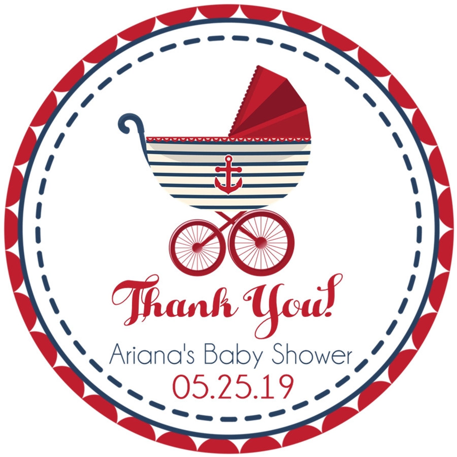 Nautical Baby Shower Favor Stickers or Favor Tags Red White & Etsy