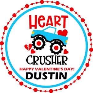 Monster Truck Valentine's Day Stickers