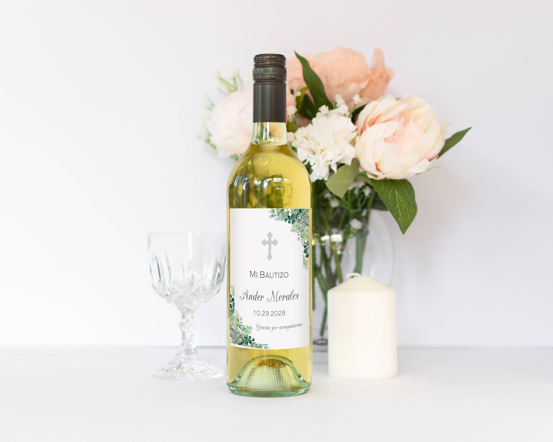 Gender Neutral Baptism Wine Bottle Labels Personalized Wine Etsy