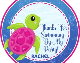 Girls Under The Sea Birthday Party Stickers or Favor Tags, Under The Sea Birthday Decor, Under The Sea Party Favors, Under The Sea Party
