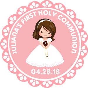 Pink Girl First Holy Communion Sticker Labels, Pink Communion Stickers, Girls Holy Communion Labels