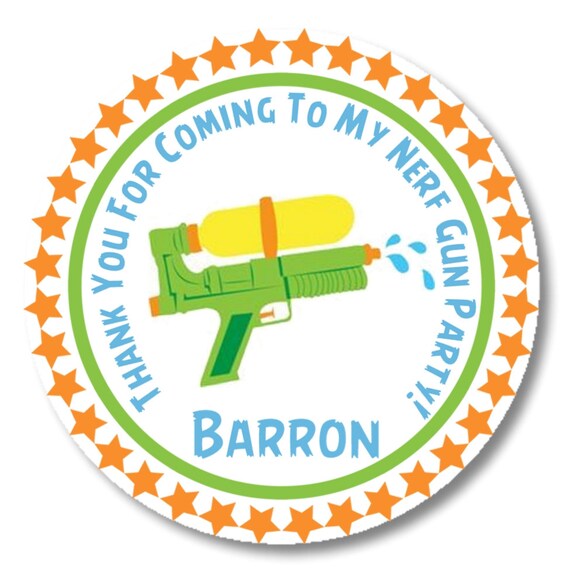 Watergun Birthday Party Favor Sticker Watergun Party Sticker Etsy