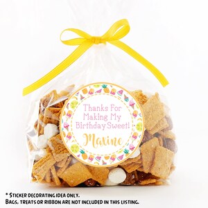Summer Birthday Party Stickers or Favor Tags, Summer Ice Cream & Fruit Birthday Decorations, Colorful Summer Birthday Party Favor Tags