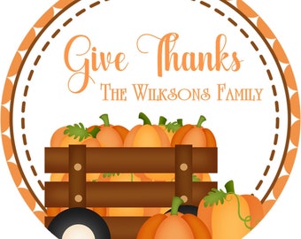 Thanksgiving Sticker, Thanksgiving Favor Tags, Happy Thanksgiving Sticker Label, Give Thanks Sticker, Give Thanks Thanksgiving Favor Tag