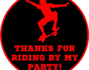 Skateboard Birthday Party Labels, Skateboard Party Favors, Skateboard Party Favor Stickers, Skateboard Birthday, Skateboard Party Decor