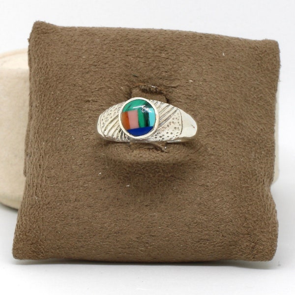 Vintage Ring 925 Silber rund bunte Steine Edelsteine Indianerring Westernschmuck für Sie