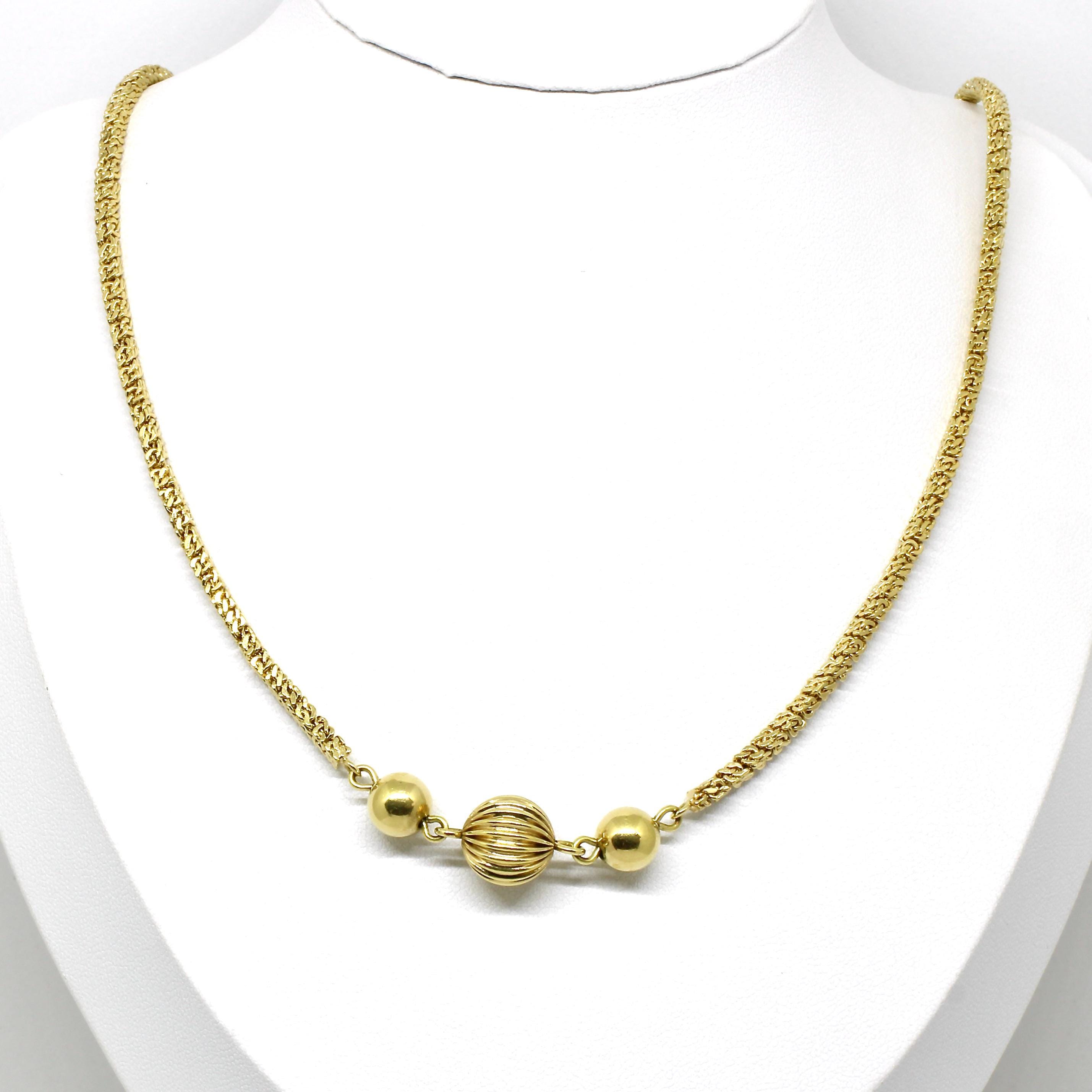 VINTAGE HOLLYWOOD★Double Ring Ball Necklace Long Necklace Twisted Balls Gold Double A*D Andreas Daub